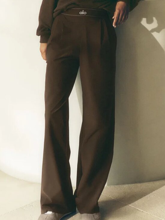 ALO Yoga Pants - NWT Alo Yoga Suit Up Trouser Espresso Brown 🤎 Wide Leg Pants 30” Neutral Style
